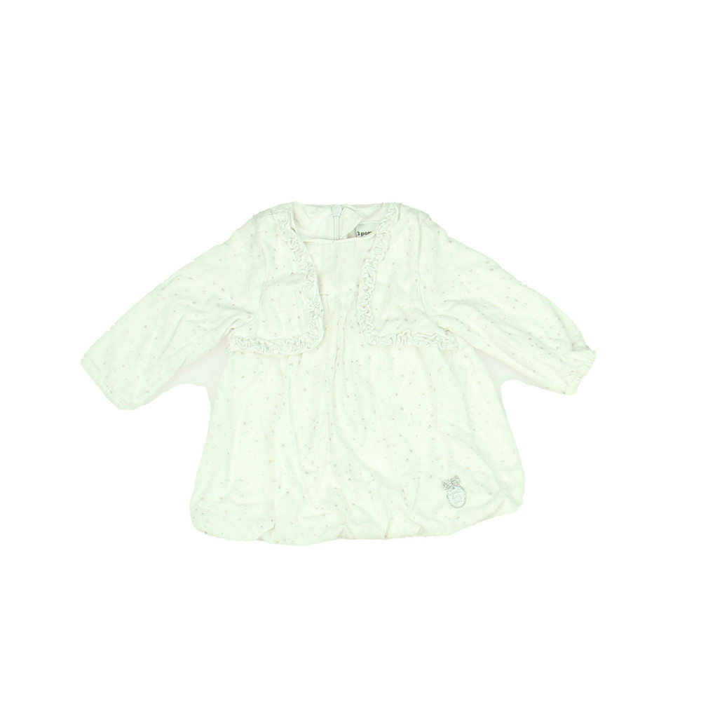 3 Pommes Girls White | Silver Dress size: 1-3 Months